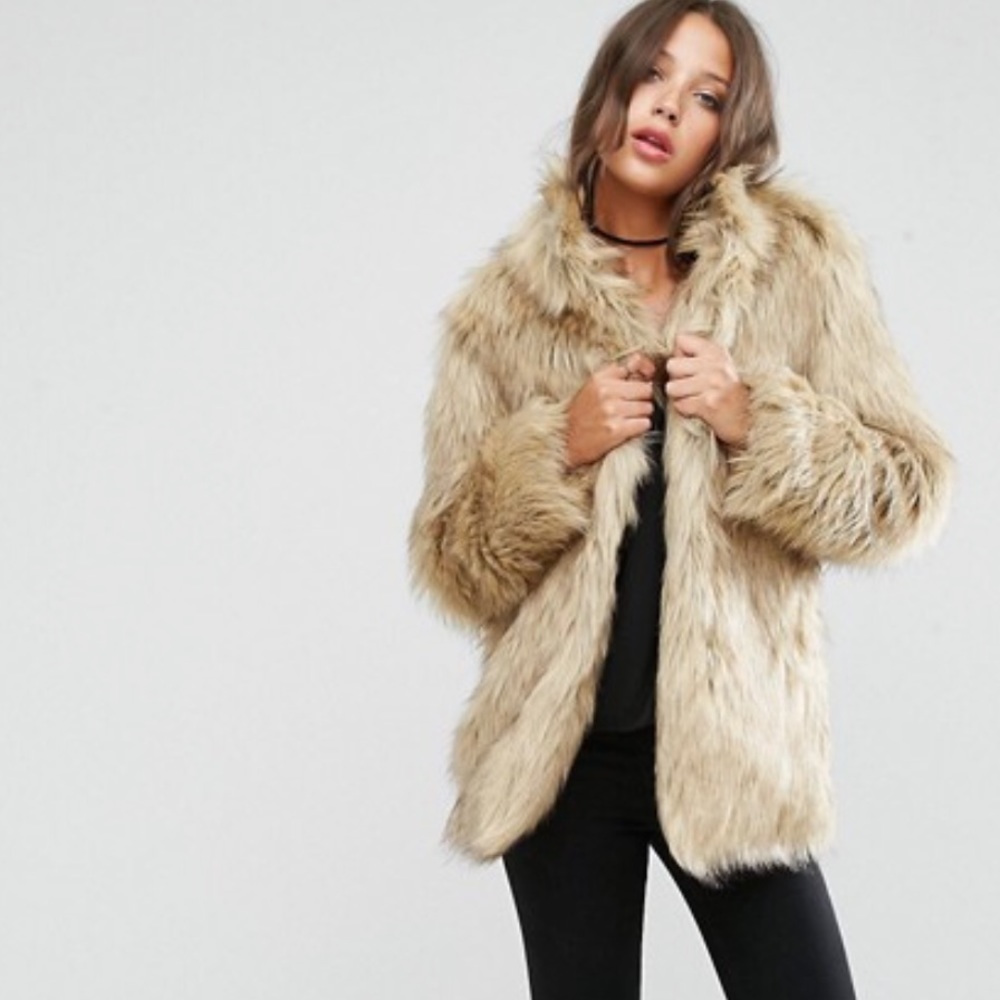 ASOS Tall Jacket in Vintage Faux Fur sz6 Coat